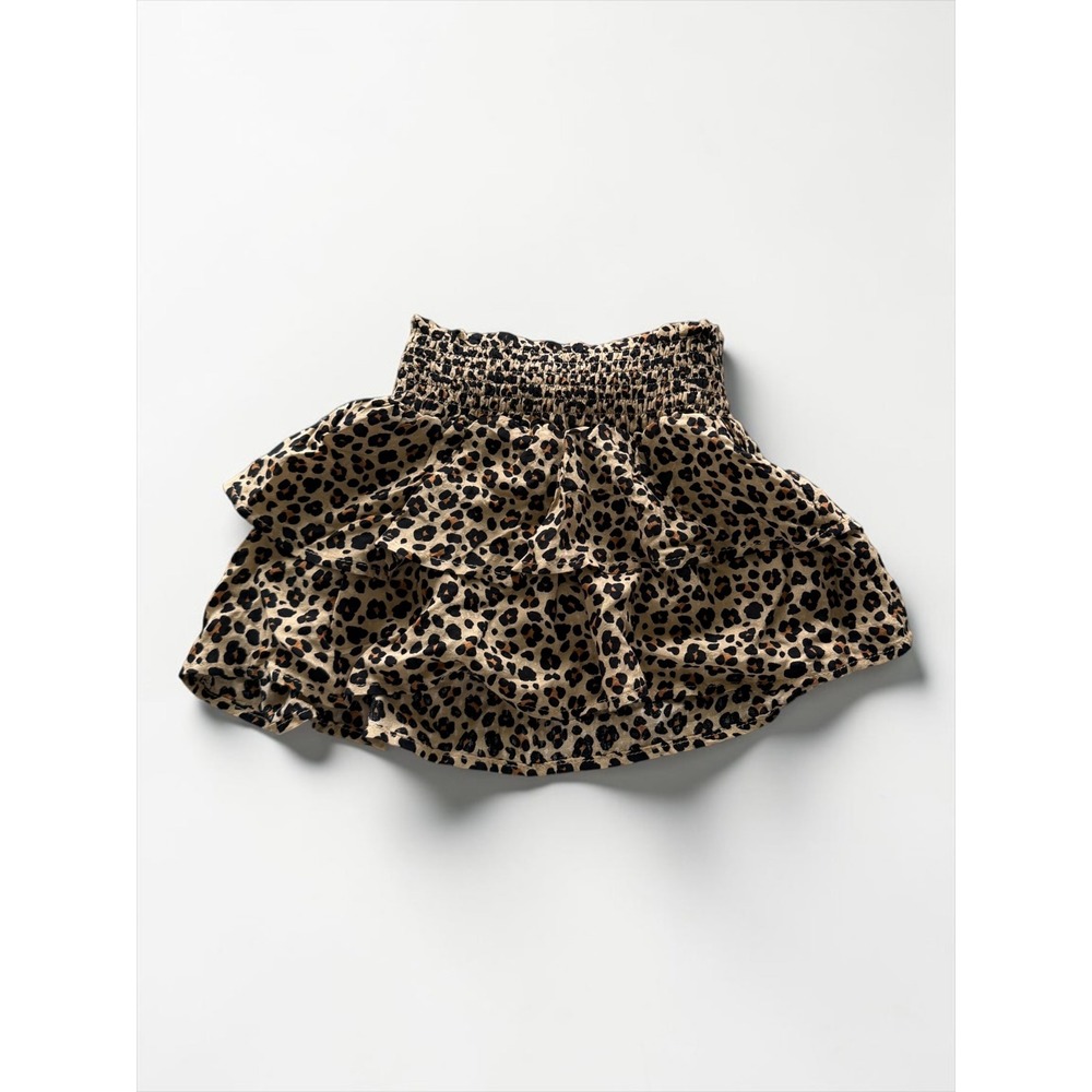 Cat & Jack Toddler Girls Tiered Skirt Leopard Hamptons Beige 3T Smocked Waist